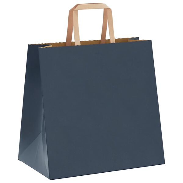 vidaXL Papieren zakken 50 st met hengsels 26x17x25 cm blauw