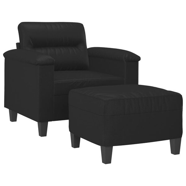 vidaXL Fauteuil met voetenbank 60 cm kunstleer zwart