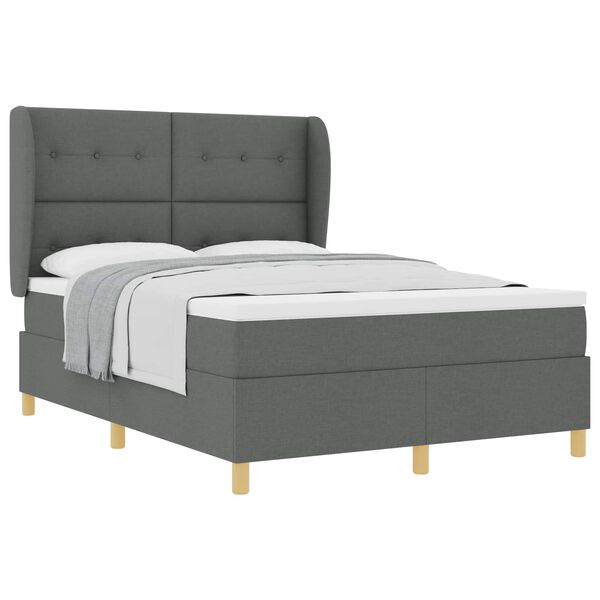 vidaXL Boxspringbed met Matras Donkergrijs 90x190 cm Donkergrijs Stof