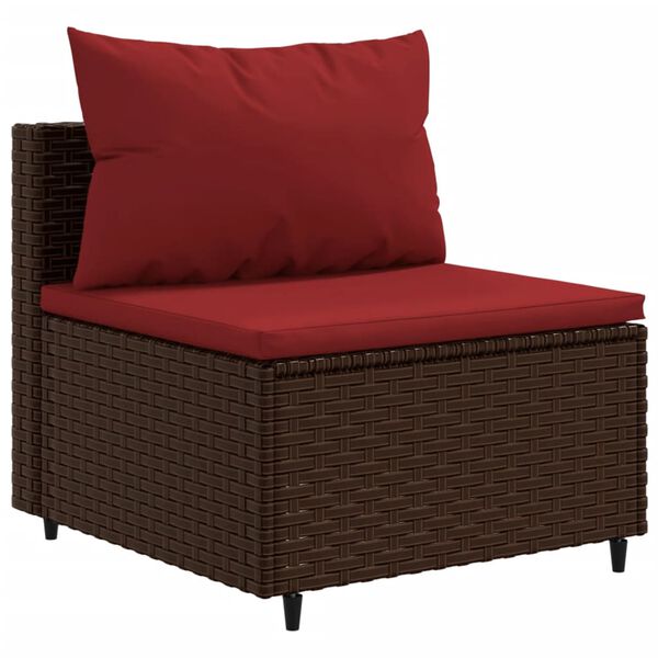 vidaXL 10-delige Loungeset met kussens poly rattan bruin