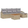 vidaXL Tuinbankenset met kussen met opslag 6 pcs Beige poly rattan