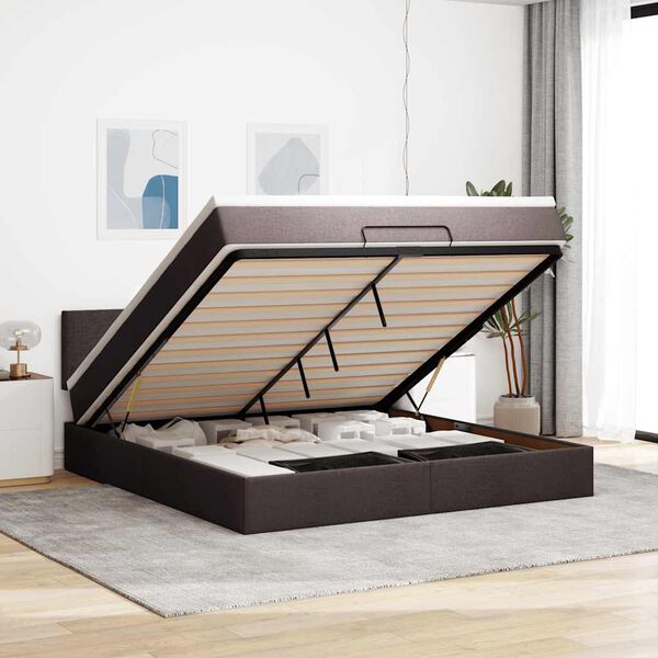 vidaXL Ottoman bed met matras 180x200cm stof donkerbruin