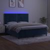 vidaXL Boxspring met matras en LED fluweel donkerblauw 180x200 cm