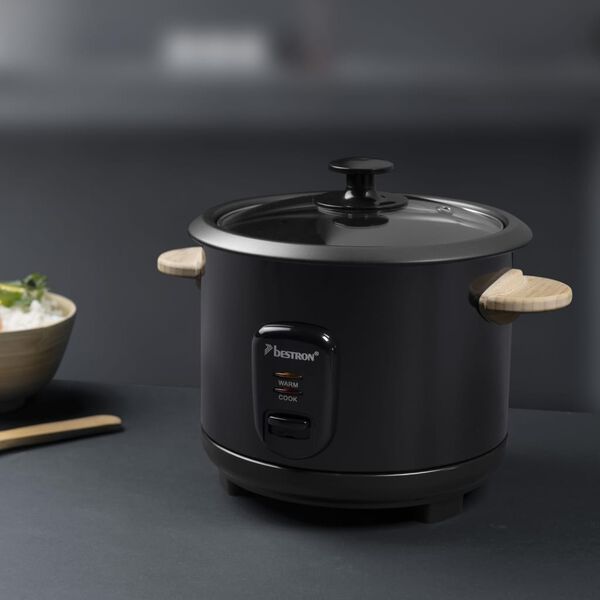 Bestron Rijstkoker met bamboe handvatten ARC100BW 1 L 400 W zwart