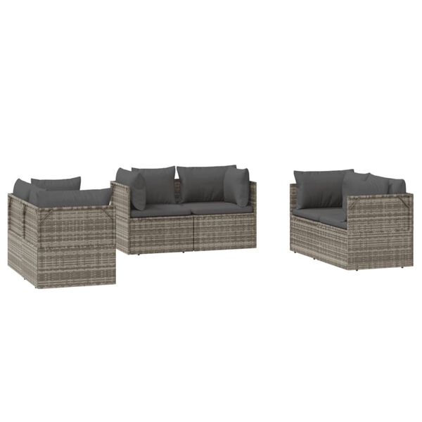 vidaXL Tuinhoekbanken 6 st 57x57x56 cm poly rattan grijs