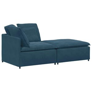 vidaXL Modulaire bank met voetenbank en kussens fluweel blauw