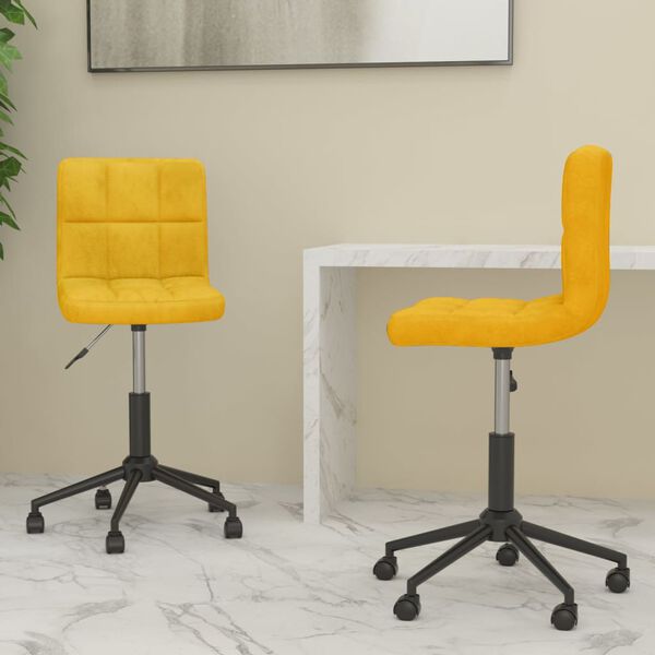 vidaXL Eetkamerstoelen draaibaar 2 st fluweel mosterdgeel
