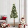 vidaXL Slanke Kerstboom Groen 210 cm PVC en massief dennenhout