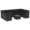 vidaXL 10-delige Loungeset met kussens poly rattan zwart