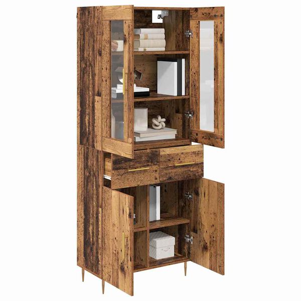 vidaXL Hoge kast met lade 2 pcs Oudhout Bewerkt hout