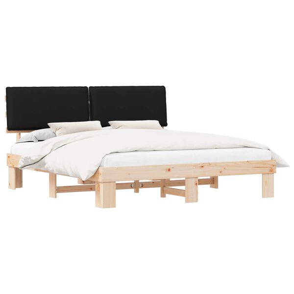 vidaXL Bedframe met Gevoerd Hoofdgedeelte Zwart 200 x 200 cm
