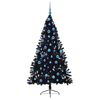 vidaXL Kunstmatig Voorverlicht Kerstboom met 300 LED Zwart 180 cm PVC
