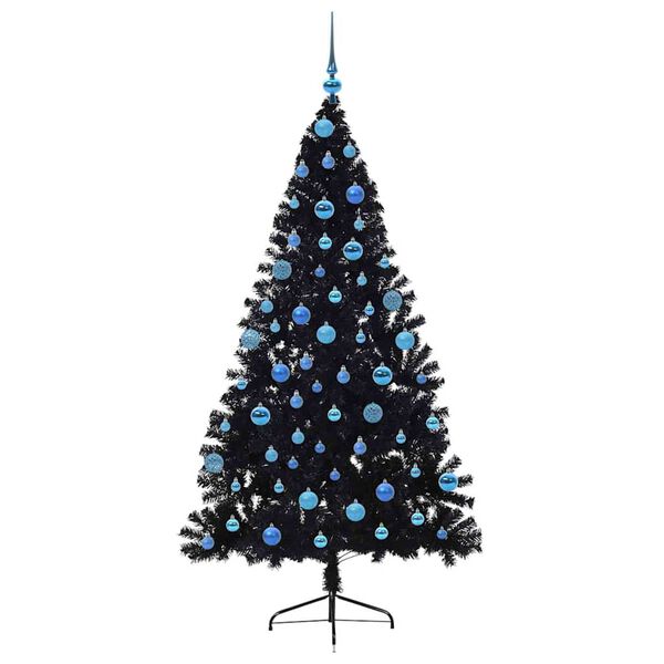 vidaXL Kunstmatig Voorverlicht Kerstboom met 300 LED Zwart 180 cm PVC