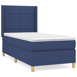 vidaXL Boxspring met matras stof blauw 90x190 cm