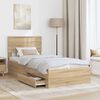 vidaXL Bedframe Sonoma Eiken en Zilver 75 x 190 cm Bewerkt hout