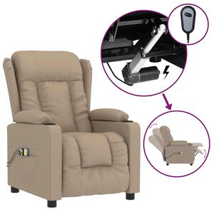 vidaXL Massagestoel elektrisch kunstleer cappuccinokleurig