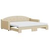 vidaXL Slaapbank met onderschuifbed en matrassen 90x200 cm stof cr&egrave;me