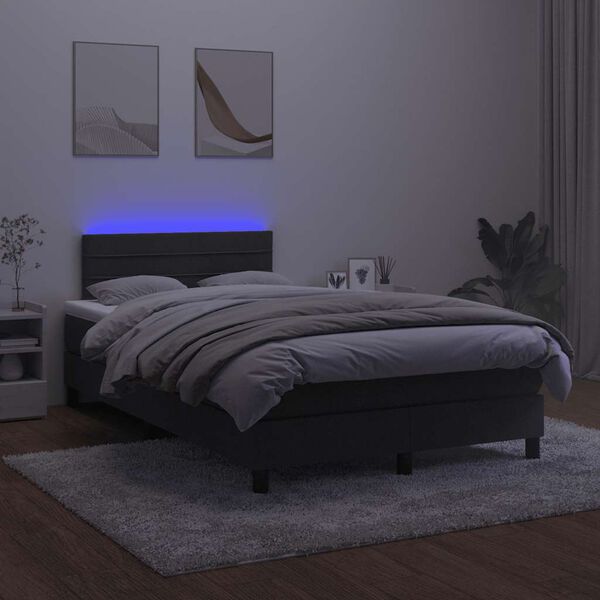 vidaXL Boxspring met matras en LED fluweel zwart 120x190 cm