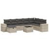 vidaXL 9-delige Loungeset met kussens poly rattan lichtgrijs