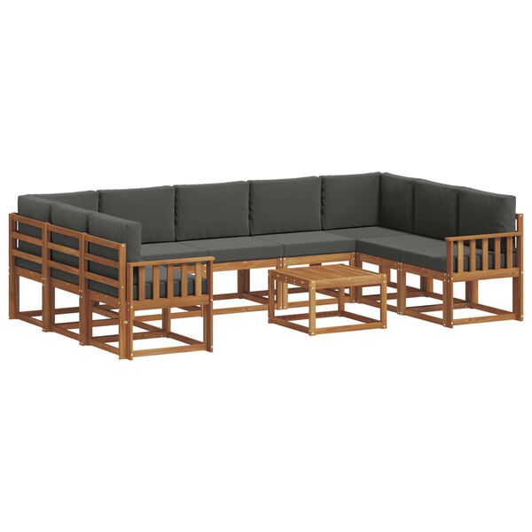 vidaXL Buiten bankenset met kussen 10 pcs Natuurlijk en Antraciet