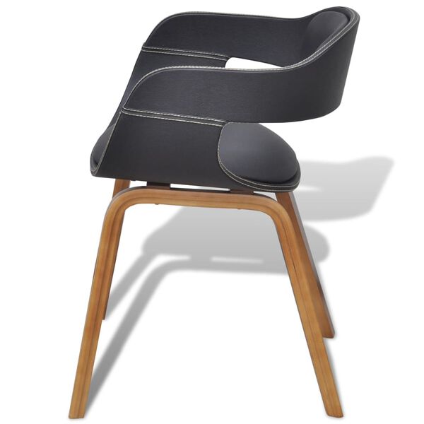 vidaXL Eetkamerstoelen 6 st gebogen hout en kunstleer zwart