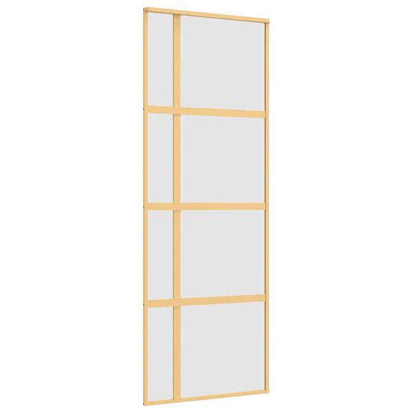 vidaXL Schuifdeur 76x205 cm mat ESG-glas en aluminium goudkleurig