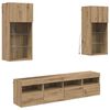 vidaXL TV Wand Eenheden met LED 5 st Artisan Eiken Bewerkt hout
