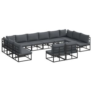 vidaXL Tuin Sofa Set met kussen 12 pcs Zwart Aluminium