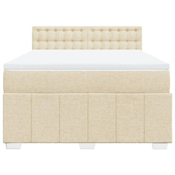 vidaXL Boxspring met matras stof cr&egrave;mekleurig 140x200 cm