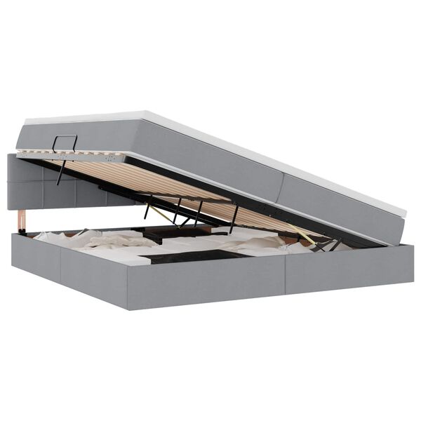 vidaXL Opbergbed met LED met matras Lichtgrijs 200 x 200 cm Stof