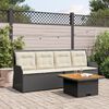 vidaXL 3-delige Loungeset met kussens poly rattan zwart