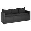 vidaXL Tuinbank 3-zits met kussens poly rattan zwart