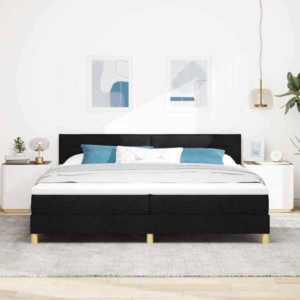 vidaXL LED Box Spring Bed met matras met LED Zwart 200 x 200 cm Stof