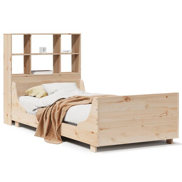 vidaXL Bed met boekenkast zonder matras massief hout 90x200 cm
