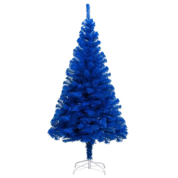 vidaXL Kunstkerstboom met verlichting en kerstballen 210 cm PVC blauw