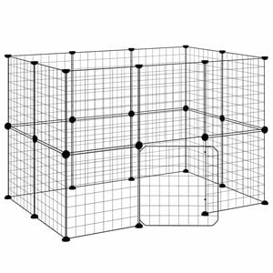 vidaXL Huisdierenkooi met deur 20 panelen 35x35 cm staal zwart