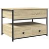 vidaXL Salontafel 70x50x50 cm bewerkt hout en metaal sonoma eikenkleur