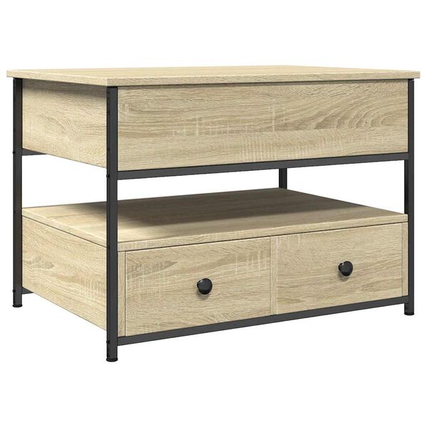 vidaXL Salontafel 70x50x50 cm bewerkt hout en metaal sonoma eikenkleur