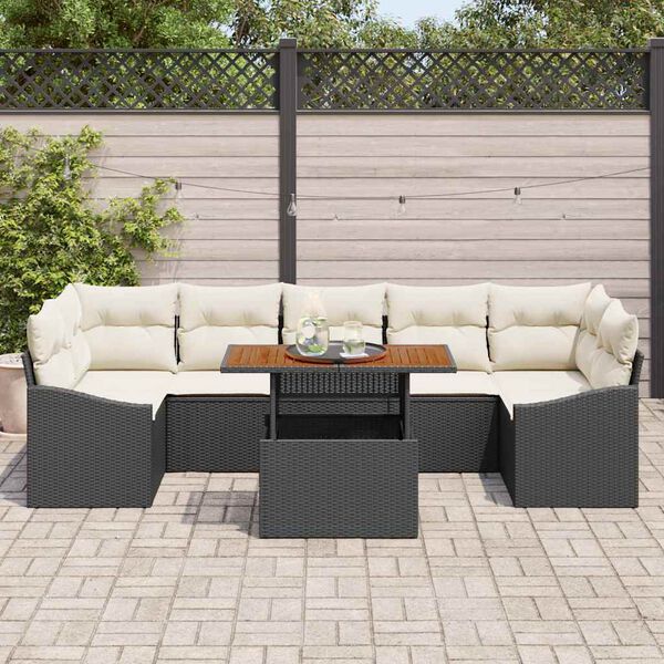 vidaXL Tuin Sofa Set met kussen met opslag 8 pcs Zwart en Beige