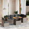 vidaXL 7-delige Loungeset met kussens poly rattan grijs