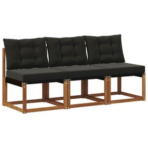 vidaXL 3 st Buitenzitmiddelsofa Massief acaciahout en Textilene Stof