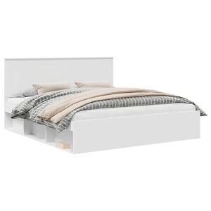 vidaXL Bedframe met hoofdeinde Wit 200 x 200 cm Massief grenenhout