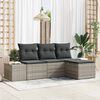 vidaXL Tuin Sofa Set met kussen 4 pcs Lichtgrijs poly rattan