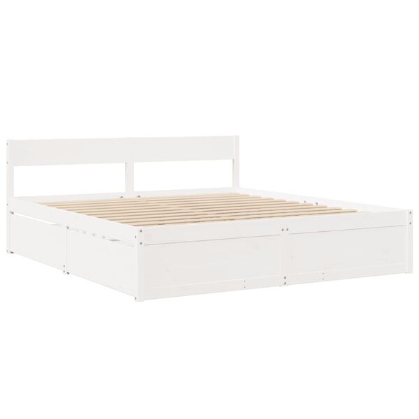 vidaXL Bedframe zonder matras massief grenenhout wit 200x200 cm