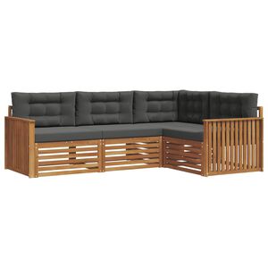 vidaXL Buiten bankenset met kussen 4 pcs Natuurlijk en Antraciet