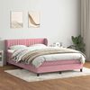 vidaXL Boxspring met matras fluweel roze 140x220 cm