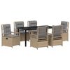vidaXL Tuin eettafelset 7 st Beige en Licht Grijs poly rattan