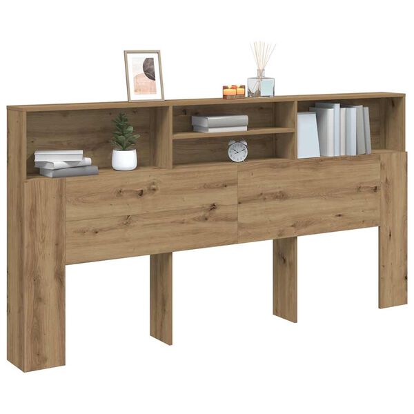 vidaXL Hoofdbordkast 200x19x103,5 cm bewerkt hout artisanaal eiken