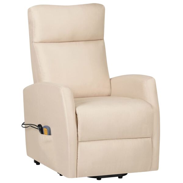 vidaXL Sta-op-massagestoel stof crèmekleurig