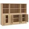 vidaXL Hoge kasten 3 st bewerkt hout sonoma eikenkleurig